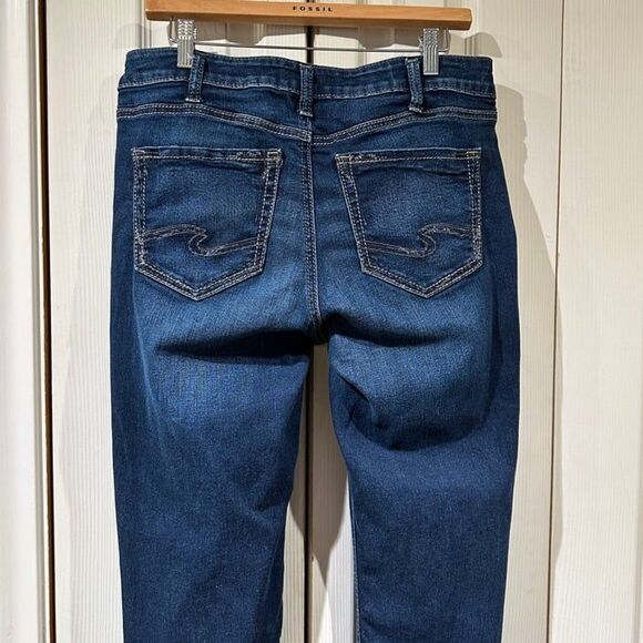 Silver Jeans Co. Suki Mid Rise Straight Leg Jeans Vintage Dark Wash 33W 12 14 - Picture 9 of 12